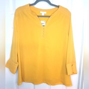 Charter Club Honey Glaze Classic Clean Womens Blouse L